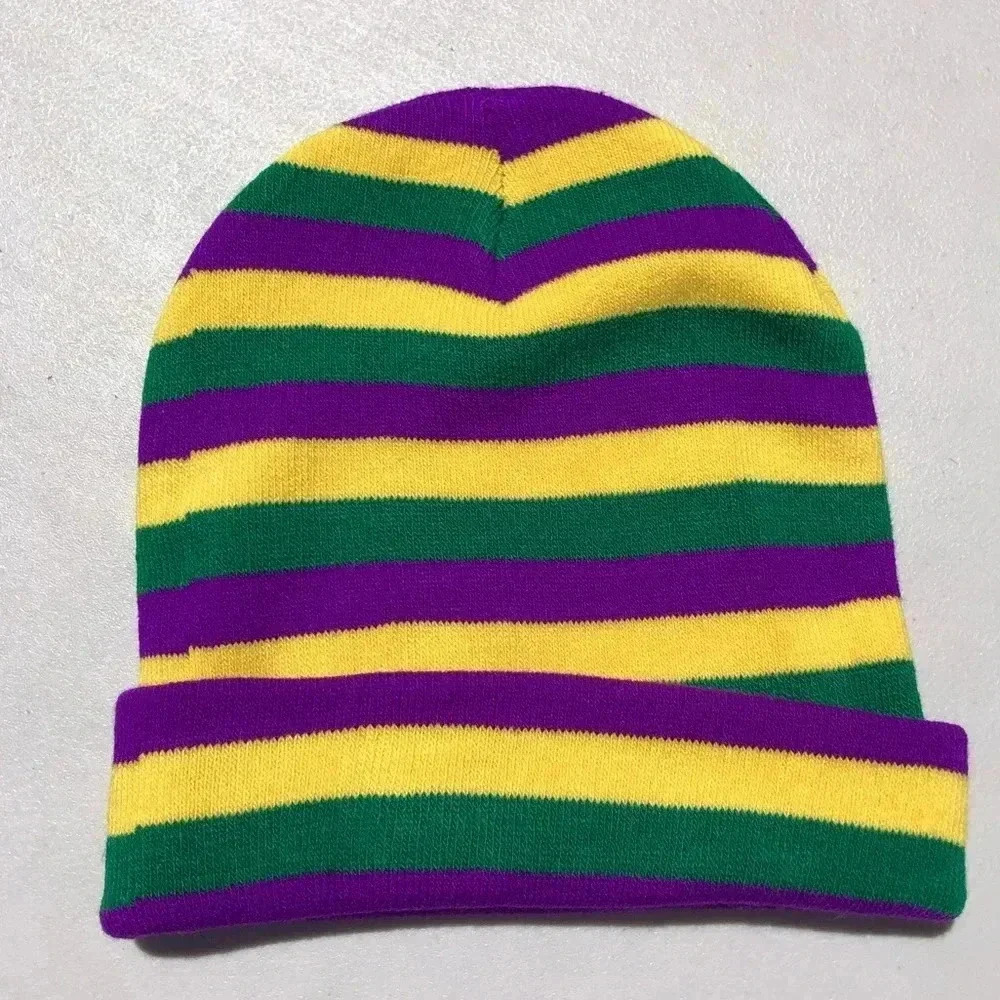 NOLA Mardi Gras Color Knit Beanie NWOT
